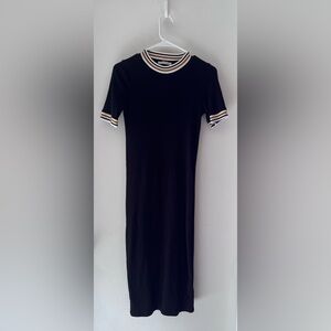 Black Ribbed Midi Dress